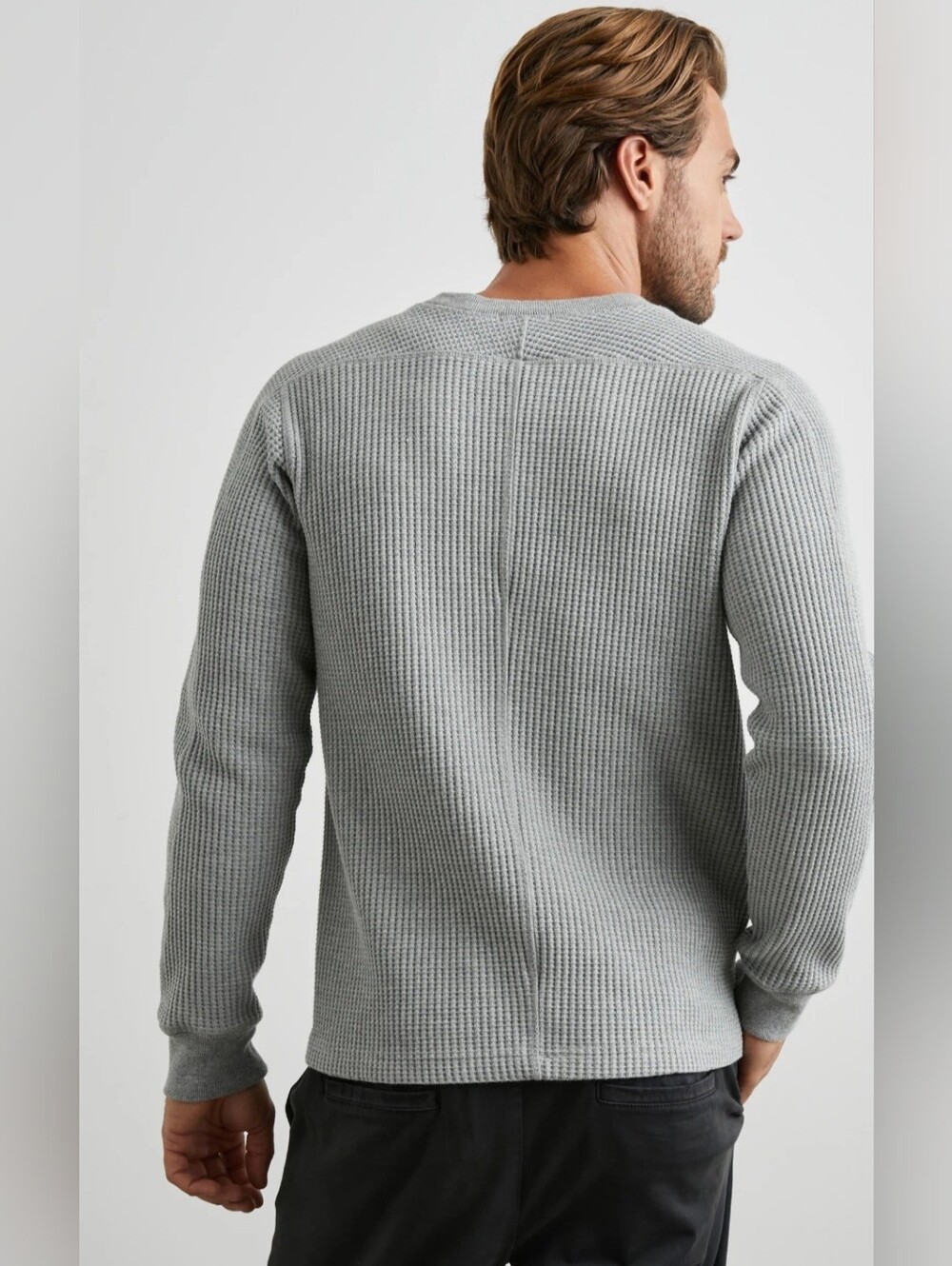 Rails Wade Thermal Shirt Small Heather Gray Waffle Knit Long Sleeve Athleisure - Picture 3 of 9